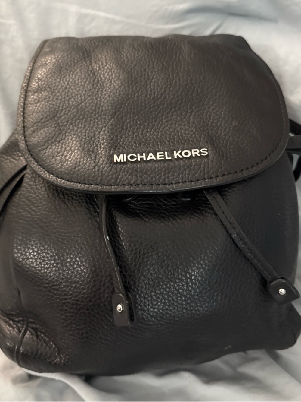 15” Michael Kors Black Pebbled Leather Backpack